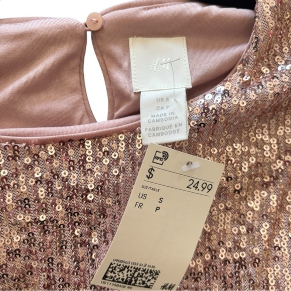 NWT H&M Rosegold Sequin Top Size Small (S) - Picture 8 of 9